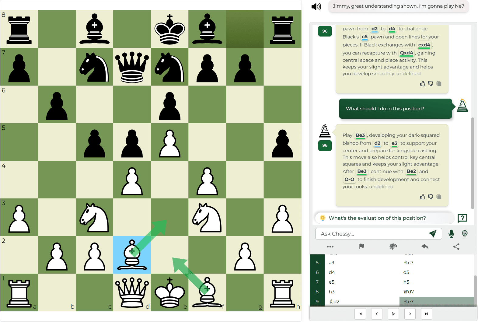 Chessvia Play Page - AI chess coaching with real-time Q&A and color-coded move feedback