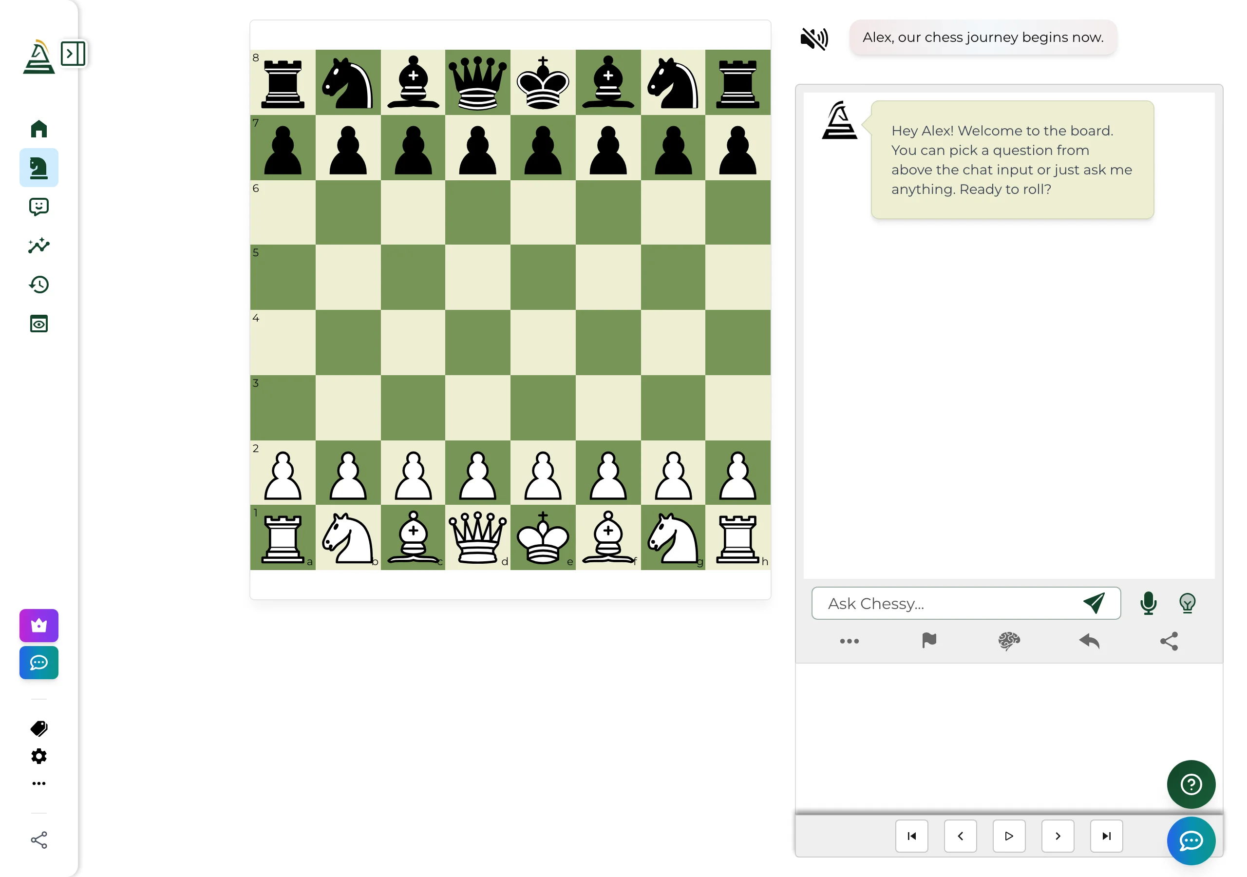 Chessvia play interface with the coach commentating live during a game